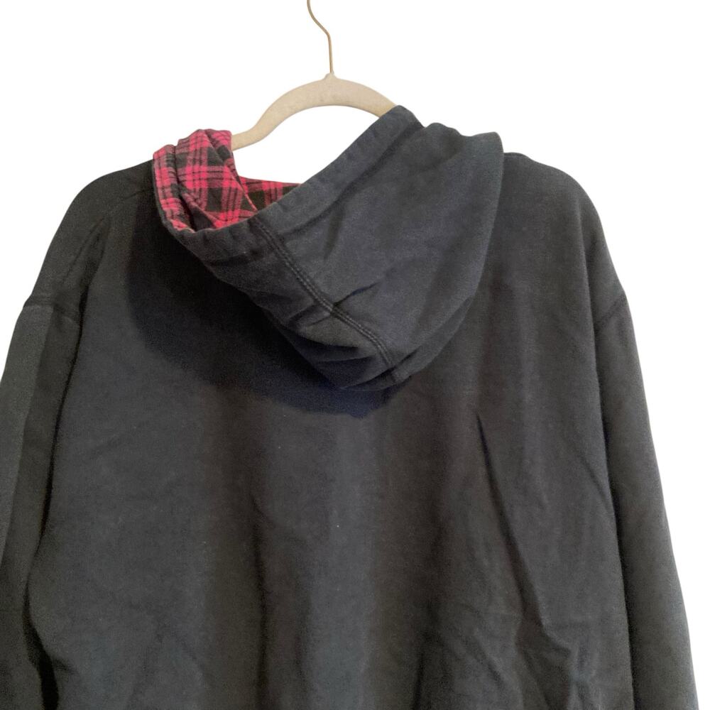 Y2K Looney Tunes Black Pink Plaid Taz Tasmanian Devil cartoon Hoodie Size Medium - Picture 6 of 16